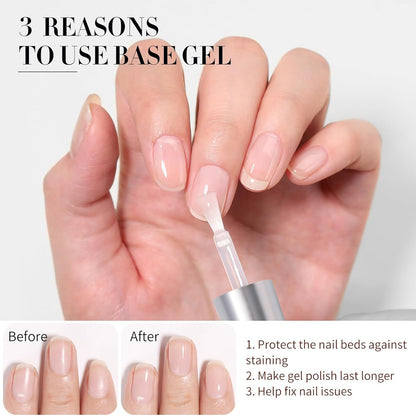 Born Pretty Base & Top Coat Set 2PCS, High Glossy Top Coat, Base Gel for Long Lasting Nails Shine Finish, Nail Art DIY Design Manicure Gifts for Women 10ML