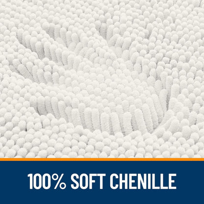 OLANLY Bathroom Rugs 44x32, Extra Soft Absorbent Chenille Bath Rugs, Rubber Backing Quick Dry, Machine Washable Bath Mats for Bathroom Floor, Tub and Shower, Home Decor Accessories, Ivory