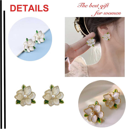 Unique Blue Flower Earrings Studs Vintage Floral Petal Earrings Statement French Blue Iris Flower Earrings Studs Bridal Wedding Prom Earrings Jewelry for Women