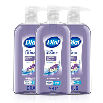 Dial Body Wash, Calm & Soothe Lavender & Jasmine Scent, 23 fl oz, Pack of 3