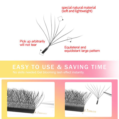 W Lash Extensions Supplies 8D Eyelash Extensions W Shape 0.07mm Thickness C Curl 13mm Premade Fans Easy Fan Lashes Volume Matte Black 12 Rows Crisscross Eye Lashes(W-8D-0.07-C,13mm)