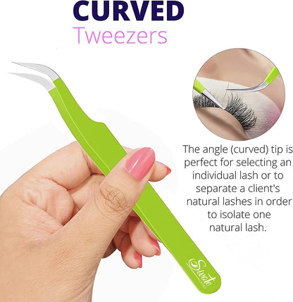 SIVOTE Lash Tweezers for Eyelash Extensions for Volume, Isolation & Classic Lashes, 3 Pack, Green