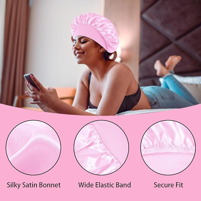 4pcs satin hair bonnet for