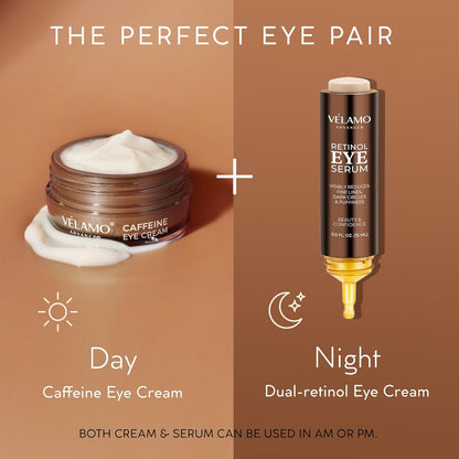 VELAMO ADVANCED Caffeine Eye Cream: for Dark Circles Puffiness Under Eye Bags Wrinkles 0.5 OZ/15g