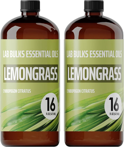 Lemongrass Essential Oil 2-Pack, 16oz Bottle, Bulk for Diffusers, Home, Care, Aromatherapy, Candles
