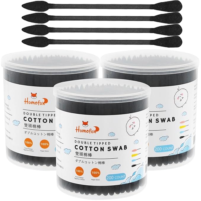 Black cotton swabs precision pointed