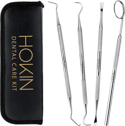 Dental Tools HOKIN Plaque Remover Teeth Cleaning Tool 4 Pcs Dental Care Kit Tooth Filling Repair Set Stainless Steel Dental Tools for Men Women Kids and Pet Care