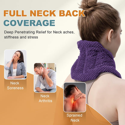 uncn Microwavable Heating Pads for Neck and Shoulders Pain Relief Microwave Heat Pack Versatile Weighted Moist Heated Neck Wrap Reusable Herbal Nature Calming Beanbag Warm Compress 29X7 in 2.4Pounds