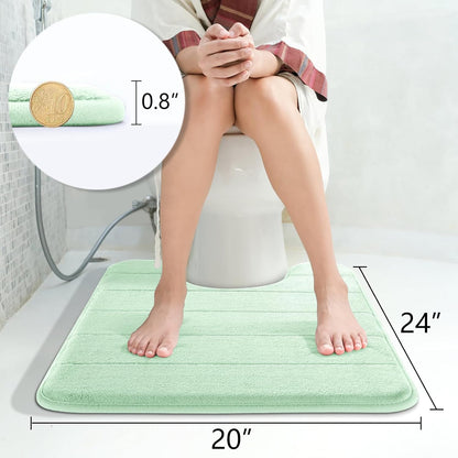 Yimobra Memory Foam Toilet Bath Mat U-Shaped, 24 X 20 Inches,Soft and Comfortable, Super Water Absorption, Non-Slip, Machine Wash and Easier to Dry for Bathroom Commode Contour Rug, Pale Green