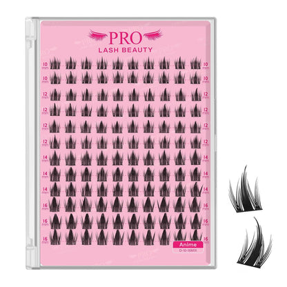 PROLASHBEAUTY Manga Lash Clusters, Eyelash Clusters 10-16 Mixed Cluster Eyelash Extensions Mixed Lash Extension Reusable Soft & Comfortable (Anime,10-16mix)