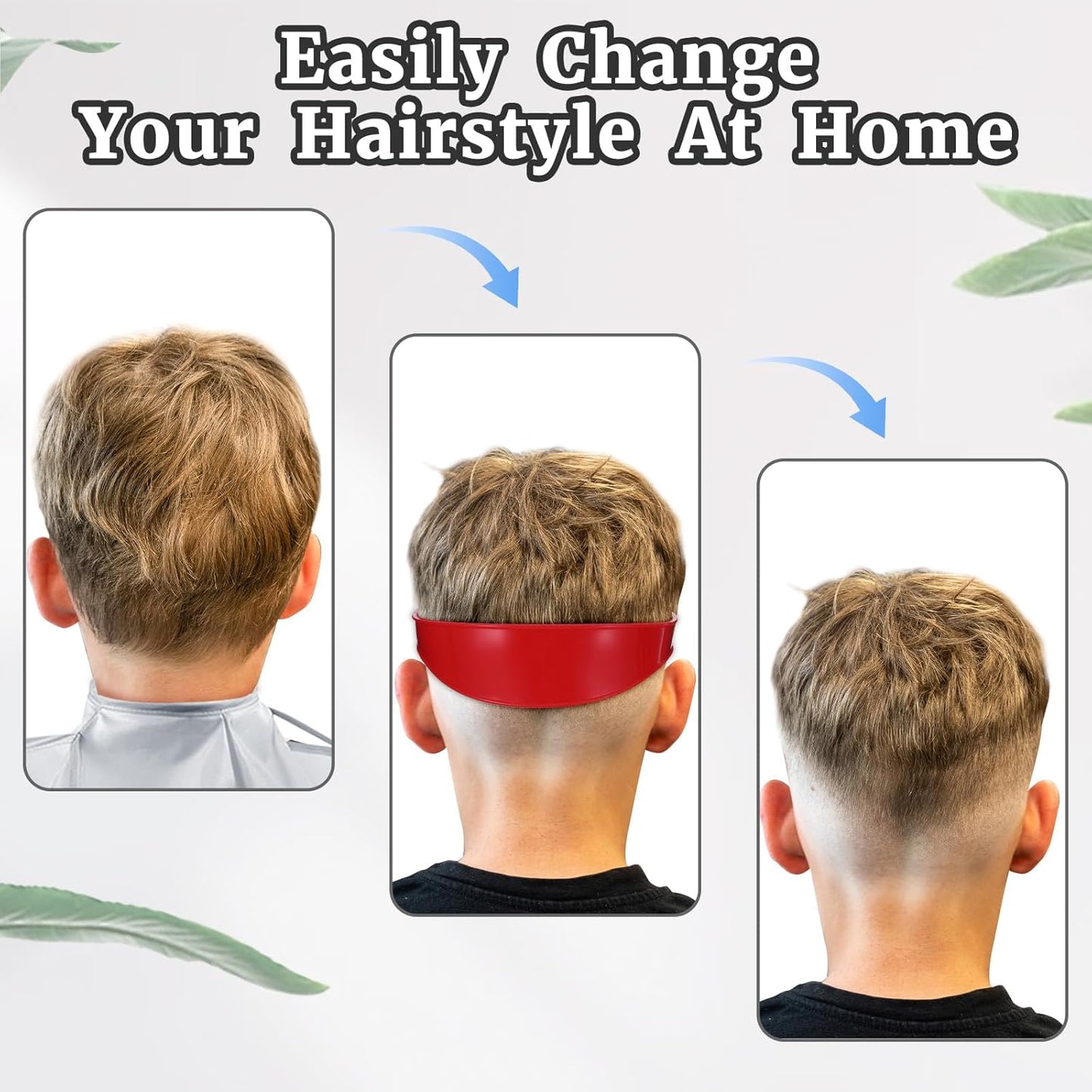 Fade Guide for Men Haircut, Self Haircut Kit for Men, Include Hair Cutting Guide & Cape Umbrella & Comb, Neckline Shaving Templat, DIY Hair Cutting Accessories Tools for Home (Red)