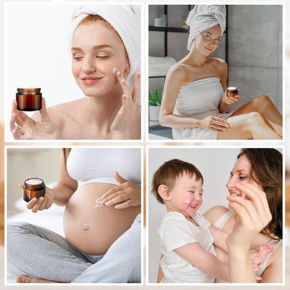 Domensi 72 Pcs 2 oz Glass Jars with Lids Travel Size Round Leakproof Empty Cosmetic Jars with Inner Liners Lid for Storing Makeup Lotions Face Cream Ointments Candle DIY Making (Amber)