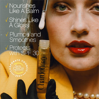 Vacation Chardonnay Lip Oil SPF 30, Sunscreen for Lips, Hydrating Lip Oil, Caramel Vanilla Flavored Lip Gloss, Non-Sticky Lip Balm with SPF 30, Vegan, 0.2 Fl. Oz. (Pack of 2)