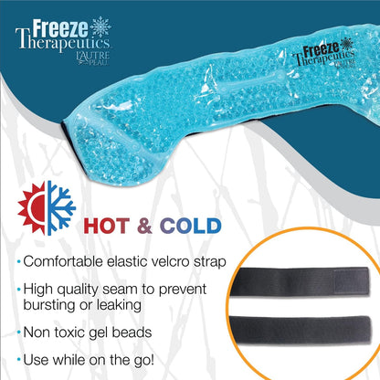USA Merchant | Hot/Cold Plush Gel Bead Migraine Wrap| Freeze Therapeutics by L'AUTRE PEAU | Reusable Ice Packs with Flexible Beads | for Tension, Headaches, Sinus Pain, Congestion & Stress Relief