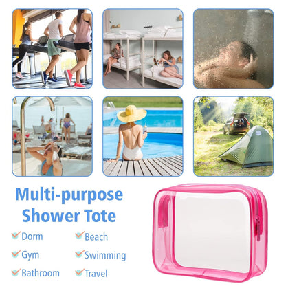 PACKISM Clear Makeup Bags - 3 Pack TSA Approved Clear Travel Bags for Toiletries, Carry on Toiletry Bag TSA Approved Toiletry Bag, Matte Rose Red