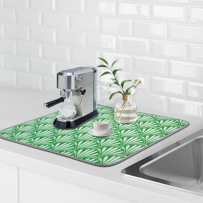 SHIYUE Dish Drying Mat for Kitchen Counter Super Absorbent Spring Kitchen Decor Microfiber Drying Matainers Rack Fast Pad Dish Drainer Mats(Bohe Green Flower,18''x24'')