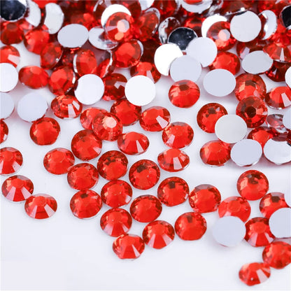 1000 Pieces SS20 5mm Flatback Rhinestones Clear Glass Round Gems Crystals for Nail Art DIY Crafts Clothes Shoes Bags （Light Red）
