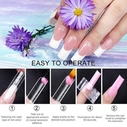 120 Pcs Poly Extension Gel Dual Nail Forms - Long U-Shaped Thickened Coffin Nail Molds for Gel Manicure & Salon DIY at Home