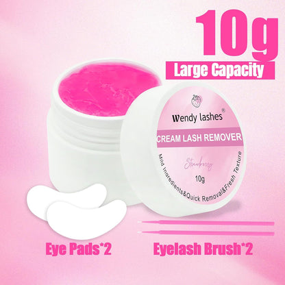 Wendy Lash Remover for Eyelash Extensions: Effectively Cluster Glue Remover Cream, Pink Strawberry