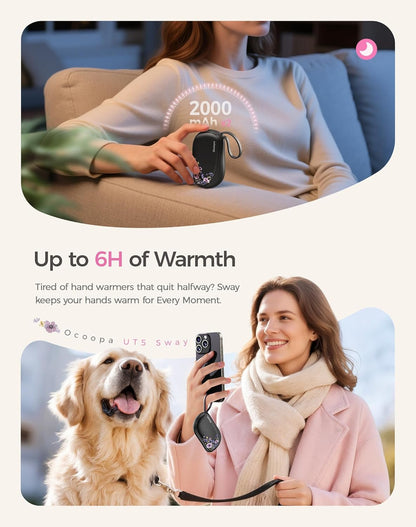 OCOOPA Hand Warmers Rechargeable 2 Pack, Ultra Slim Electric Hand Warmers, Portable Pocket Heater, Comb-Inspired, Fits in Gloves,UL Certified, Winter Essentials,UT5 Sway