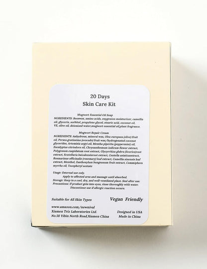 40 Days Complete Acne Skin Care Kit.Mugwort Essential Oil Soap -1Pcs,120g-For Moisturize,Balance Skin.-Acne Recovery Ointment for Facial Acne&Pores-2Pcs,16g.