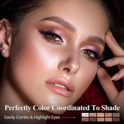 10PCS Eyeshadow Stick,Shimmer And Matte Brown Metallic Cream Eyeshadow Pencil Crayon with Smudge-proof & Waterproof,Eye Brightener Stick, Ideal Gift for Women - Espresso