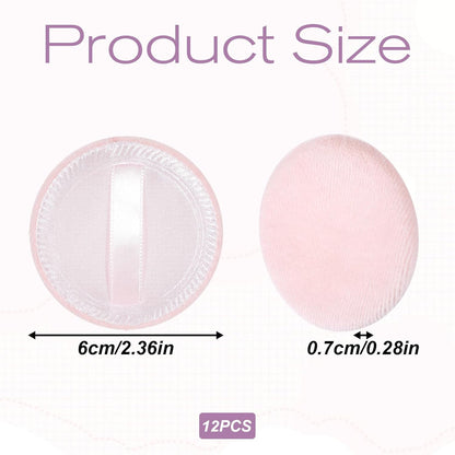 12 Pcs Makeup Powder Puff Cotton Powder Puffs for Face Powders Makeup Puffs for Powders Small Velour Puff Soft Pads Washable Face Compact for Loose Setting Pressed Powder(2.36 Inch Skin Color)