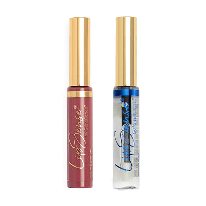 SeneGence LipSense Sheer Berry Liquid Lipstick and Glossy Clear Lip Gloss Duo – 18HR Wear, Hydrating, Waterproof, Transfer-Proof