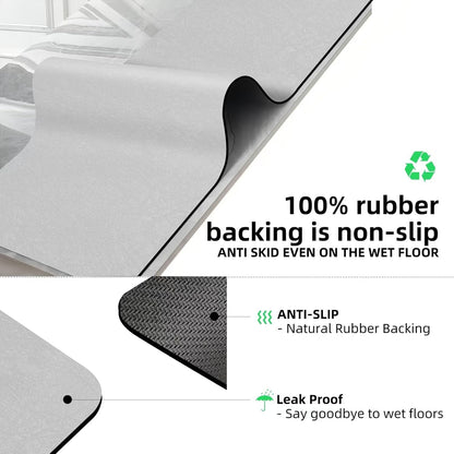 Diatomaceous Earth Bath mat Bathroom Rugs Super Absorbent Quick Dry Non Slip Bath Mat Thin Bathroom Floor Mats Fit Under Door-Shower Rug for in Front of Bathtub Shower, Grey, 19.6"x31.5"