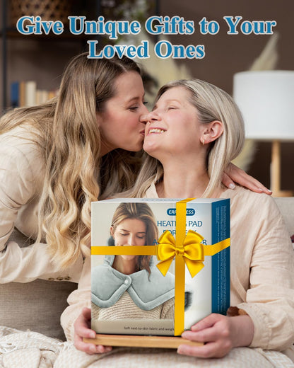 Heating Pad for Neck and Shoulder, Birthday Gifts for Men Women Dad Mom, Electric Weighted Heat Pad for Back Pain Relief, Christmas Gifts, Grey