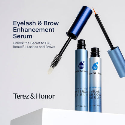 Natural Eyelash Serum with Eyebrow Serum Set - Boost Eyelash Growth Enhancer for Longer, Thicker, Fuller-Looking Lashes and Brows - Gentle & Effective Formular [3 mL + 5mL]