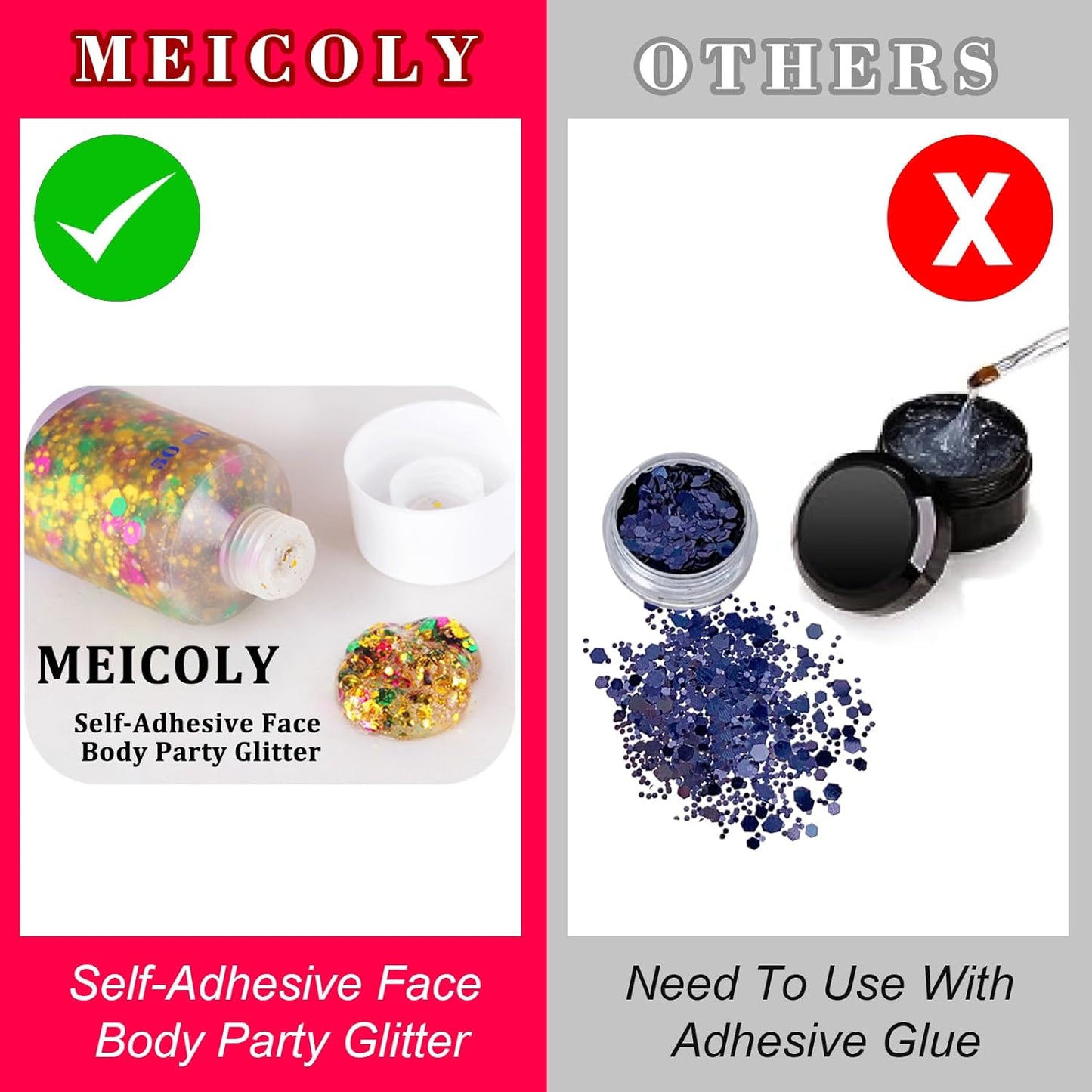 MEICOLY Mardi Gras Face Glitter,Mardi Gras Outfit for Women Kids,Mardi Gras Accessories for Carnival,Gold Green Purple Mixed Chunky Glitter,Rave Festival St Patricks Day Glitter for Face/Body/Hair