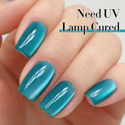 Double Rhythm Jelly Glass Cat Eye Gel Polish with Magnet 15ML Holographic Glitter Shimmer Translucent Sheer Color Magnetic Polish Salon DIY at Home (Jelly Teal-MC1120)