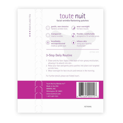 Toute Nuit Wrinkle Patches – Y Shape – Face Tape for Forehead, Between the Eyes & Around Mouth – Hypoallergenic Anti Wrinkle Patches – 20 Count, Made in USA