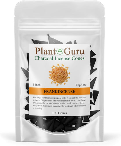 Frankincense Charcoal Incense Cones 1" TOPFLOW - 100 Pack Bulk - Natural Scented Cones Handmade Hand Dipped