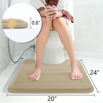Yimobra Memory Foam Toilet Bath Mat U-Shaped, Soft and Comfortable, Super Water Absorption, Non-Slip, Thick, Machine Wash and Easier to Dry for Bathroom Commode Contour Rug, 24 X 20, Pale Khaki