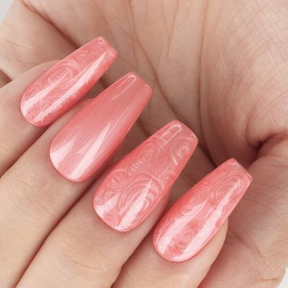 Coral Pearl Gel Nail Polish - 0.51 fl oz Pearl Coral Pink Shimmer Gel Polish for Manicure Salon or DIY Nail Art At Home - GP0025