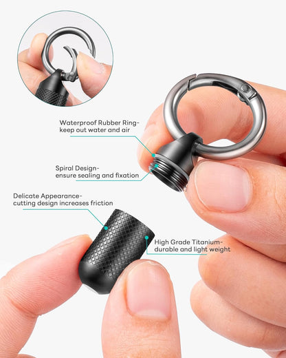 TISUR Small Pill Keychain Container, Mini Portable Titanium Keychain Pill Holder, Pocket Travel Bottle Metal Purse Box Case Black (Tiny Black-0.39inch)