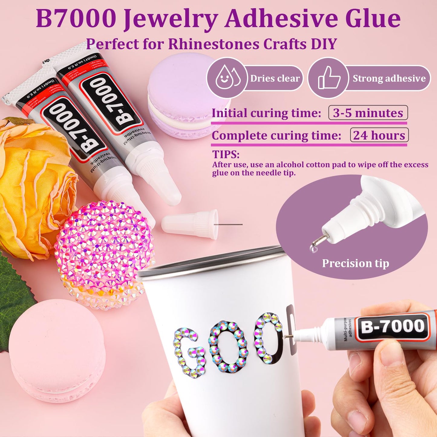 30000Pcs AB Rhinestones for Bedazzling with B7000 Jewelry Glue, Bedazzler Kit Flatback Gems, Resin Rhinestones for Crafting Crafts Clothing Shoes Fabric Nail Art Assorted Size 2/3/4/5/6mm