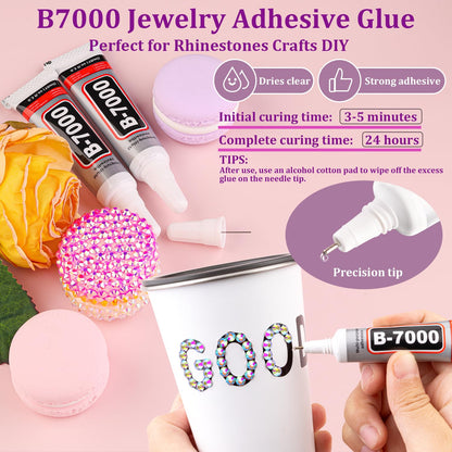 30000Pcs AB Rhinestones for Bedazzling with B7000 Jewelry Glue, Bedazzler Kit Flatback Gems, Resin Rhinestones for Crafting Crafts Clothing Shoes Fabric Nail Art Assorted Size 2/3/4/5/6mm