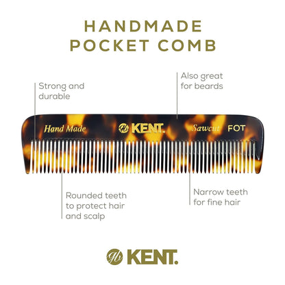 Kent Beard Comb Set Pocket Combs for Men - Pocket Beard and Mustache Comb Kit for Men for Travel and Home, Mini Combs for Mens Grooming, Handmade Kent Comb Mens Beard Grooming Set