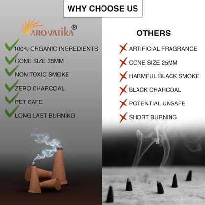 ARO VATIKA Vedic Palo Santo Natural Masala 120 Incense Cones in Pack of 12 Boxes | Environment-Friendly Dhoop | Best for Prayer, Reiki, Meditation & Relaxation | Burn Time- 25 mins
