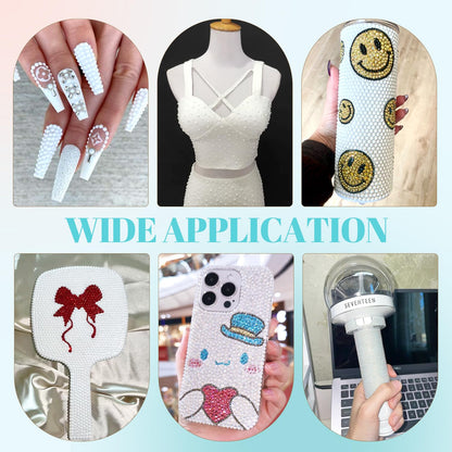 6100Pcs Resin Rhinestones for Crafting with 2Pcs 10ml B7000 Jewelry Glue, 1 Box Flatback Crystals Diamond (White) for Bedazzling Crafts DIY Nail Art Non Hotfix Gems for Clothing Shoes