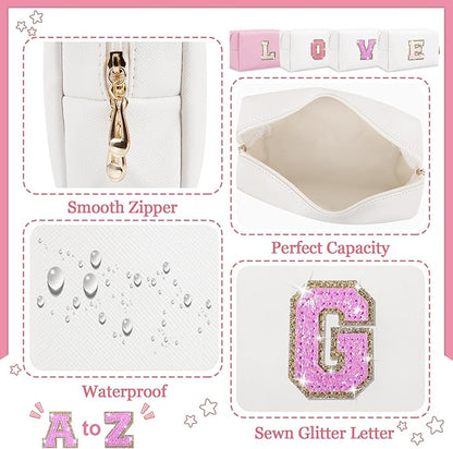 Initial letter patch makeup bag,