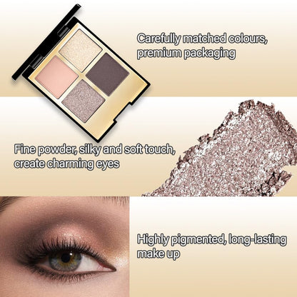 4 Colors Eyeshadow Makeup Palette,Nude Rose Gold Natural Neutral Nude Eye Shadow Palette with Mirror,Long Lasting Naturing-Looking,Waterproof,Travel Size