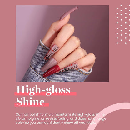 Beetles Purple Gel Nail Polish - 6 Colors Burgundy Red Lilac Glitter Mauve Gel Polish Set Soak Off Uv LED Nail Art Manicure Salon DIY at Home Gifts for Women