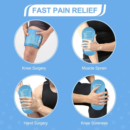 Tutmyrea 2 Pack Gel Ice Pack, 9" x 5.1" Flexible Ice Packs for Injuries Reusable, Hot & Cold Compress for Surgery, Knee, Shoulder, Forehead, Neck, Wrist, Headache, Swelling, Pain Relief