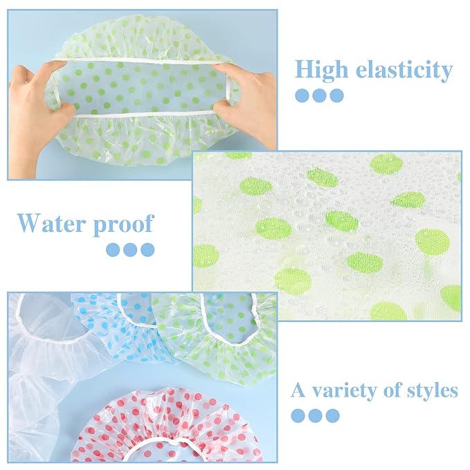 6 pcs shower caps, waterproof
