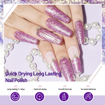 10ml 6 Colors Nail Polish Set Dark Green Pink Glitter Deep Blue Series Nail Polish Gifts for Women