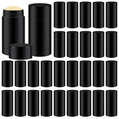 30 Pcs Empty Deodorant Containers Twist up Filling Stick Plastic Deodorant Container Refillable Bottles Bottomfill Round Lip Balm Tubes for Homemade DIY Lipstick Crayon(30 ml,Black)